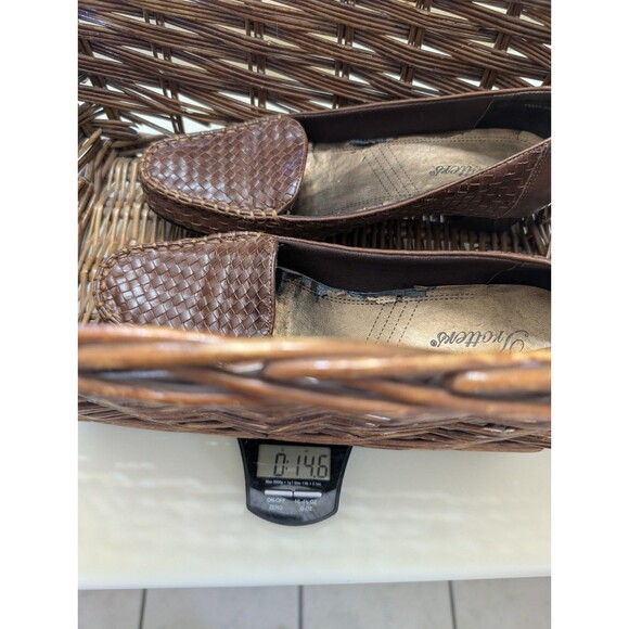 Trotters Women’s 7.5M Brown Leather Woven Loafers Slip-On Block Heel Shoes - Picture 12 of 12